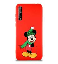 Huawei Y8P Soft Premier Kapak Mickey Mouse-G Tasarımlı Silikon Kılıf - Kırmızı (Şeffaf)