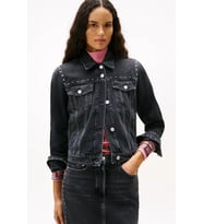 Tommy Hilfiger Klasik Trucker Kadın Siyah Ceket DW0DW215471BZ