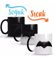 Superman Ve Batman Dc Logo Sihirli Kupa Bardak Porselen