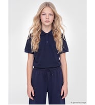 LCW Kids Lacivert Polo Yaka Kız Çocuk Pike Tişört