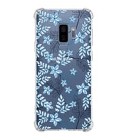 Samsung Galaxy S9 Plus  Köşe Korumalı Antişok Kapak Floral Mavi Tasarımlı Şeffaf  Kılıf