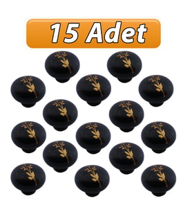 15 Adet Asya Kulp Siyah Polimer Düğme Kulp Mantar Mobilya Mutfak Dolabı Çekmece Kulbu Kulpları