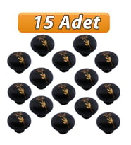 15 Adet Asya Kulp Siyah Polimer Düğme Kulp Mantar Mobilya Mutfak Dolabı Çekmece Kulbu Kulpları