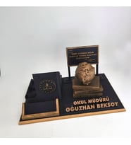 Kişiye Özel Okul Müdürü Masa İsimliği Kartvizitlik - Atama & Terfi Tebrik Hediyesi