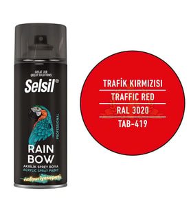 Selsil Rainbow Akrilik Sprey Boya TRAFİK KIRMIZI 400 ml. - RAL3020