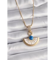 316L Çelik Gold Renk Zincir Zirkon Taş Detaylı Nazar Boncuk Göz Model Kadın Kol - HPSBYI7430-2
