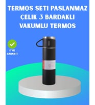 304 Çelik Termos Seti 2 Bardaklı, 500 Ml, Uzun Süre Isı Koruma