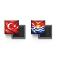 Buzdolap Magnetleri - Kiribati Bayrağı ve Türk Bayrağı - 2'li Set Magneti