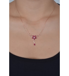 925 Ayar Gümüş Daldaki Gonca Bordo Çiçek