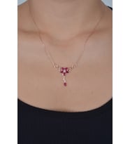 925 Ayar Gümüş Daldaki Gonca Bordo Çiçek