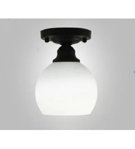 RİOLIGHT RUSTİK,VİNTAGE HOL,ODA,KOLİDOR İÇİN OPAL CAMLI SİYAH METAL GÖVDE PLOFONYER AVİZE ÇAP:15CM