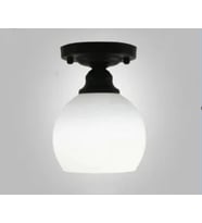 RİOLIGHT RUSTİK,VİNTAGE HOL,ODA,KOLİDOR İÇİN OPAL CAMLI SİYAH METAL GÖVDE PLOFONYER AVİZE ÇAP:15CM