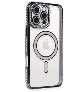 iPhone 16 Pro Kılıf Joke Simli Magneticsafe Kılıf - Siyah