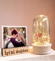 Doğum Günü Hediyesi Led Işıklı Unicornlu Fanus Kişiye Özel Fotoğraflı Hediye