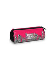CORAL HIGH 11178 KIDS PEMBE SİYAH BEYAZ DESENLİ ÜÇ BÖLMELİ KALEM ÇANTASI