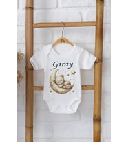Pia Baby Premium %100 Pamuk İsme Özel Organik Baskılı Çıtçıtlı Bebek Body Zıbın Modelleri 5052-16 (Ekru)