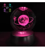 Samanyolu Temalı Satürnlü Kız Işıklı Cam Küre 8cm*6cm