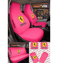 Ferrari Logolu Oto Koltuk Kılıfı Ön Arka Set – Penye Likralı Universal Koltuk Koruyucu Servis Kılıfı