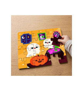 Sevimli Hayaletler - Cadılar Bayramı Tasarımlı 24 Parça Ahşap Çocuk Puzzle