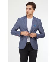 SPOSO 5115 İKİ DÜĞME TEK YIRTMAÇ ÖRME KOT BLAZER CEKET (İndigo)
