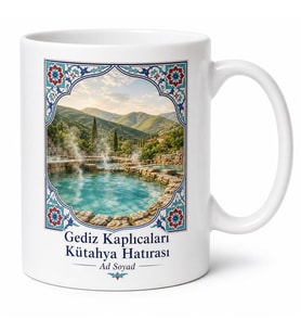 Gediz Kaplıcaları Kütahya Hatırası Hediye Çay Kupası Porselen Bardak