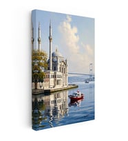 Kanvas Tablo Ortaköy Camii Ve Deniz Manzarası Şehir Ve Mimari Tablo Ev Ofis Duvar Dekoru
