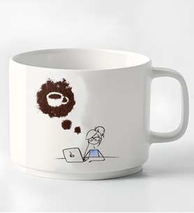Kahve Vakti Tasarımlı Porselen Kupa Nescafe Fincanı