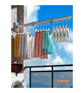 Elbise Kurutma Askısı, Katlanabilir Balkon, Çamaşırhane, Banyo Alüminyum Çubuk 360° Dönen,