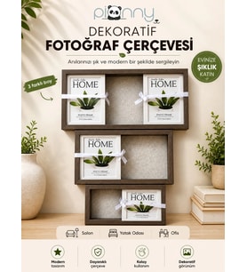 Pionny Küçük ve Büyük Boy Sürgülü Dekoratif Ahşap Çerçeve 3 Farklı Boyut – Koyu Kahve