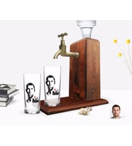 BK Gift Kişiye Özel Renkli Baskılı Godfather Baba Tasarımlı İkili Rakı Bardağı ve Ahşap Rakı Standı Hediye Seti-1 (Model 1)