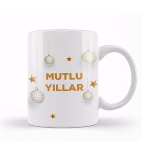 Yılbaşı Yeni Yıl Konseptli Mutlu Yıllar Hediye 05 Kupa Bardak Porselen