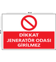 Metal Dikkat Jeneratör Odası Girilmez 30 cm x 40 cm A3 Büyüklüğünde Uyarı Levhası Yönlendirme Tabela