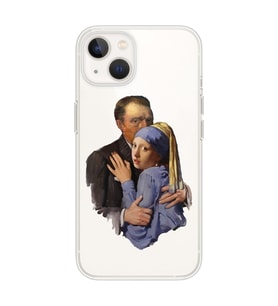 Iphone 14 Plus Uyumlu Van Gogh & İnci Küpeli Kız Tasarımlı Şeffaf Telefon Kılıfı
