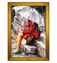 Kadın Motifli Kanvas Tablo 80 x 110 cm Gold Çerçeve