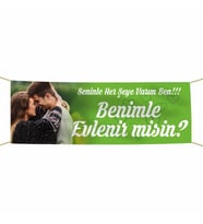 Kişiye Özel Resimli Benimle Evlenir misin? Kumaş Pankart