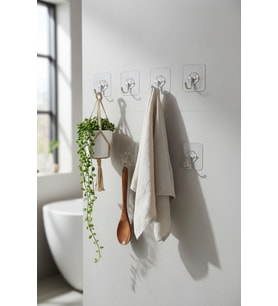 6'lı Şeffaf Yapışkanlı Askı Seti & Çok Amaçlı Banyo Ve Mutfak Duvar Düzenleyici
