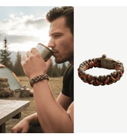 Pusulalı Çakmaklı Taktik Paracord Bileklik - Avcı Kamuflaj Desen - Kamp ve Doğa Sporları İçin