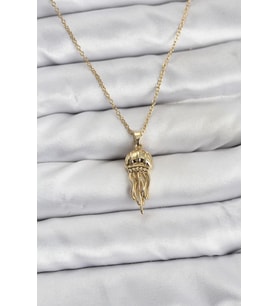 316L Çelik Zincir Gold Renk Deniz Anası Model Zirkon Taşlı Kadın Kolye - TJ-BKO10842