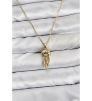 316L Çelik Zincir Gold Renk Deniz Anası Model Zirkon Taşlı Kadın Kolye - TJ-BKO10842