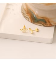 925 Ayar Gümüş Taşlı Taç Küpe (Gold)