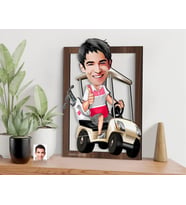 BK Gift Kişiye Özel Erkek Golfcü Karikatürlü 3D Ahşap Tablo-6, Sevgiliye Hediye, Arkadaşa Hediye, Doğum Günü Hediyesi
