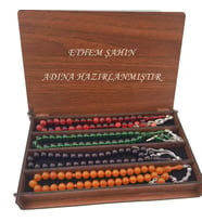 İsmli Kutusunda 4 Adet Sıkma Kehribar Efsane Renkler Tesbih Set (Karışık)