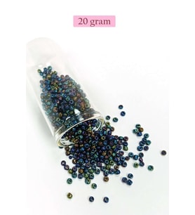 Dökme Cam Kum Boncuk (8/0) 3 mm - 20 Gram - Lacivert Yeşil - BNC169