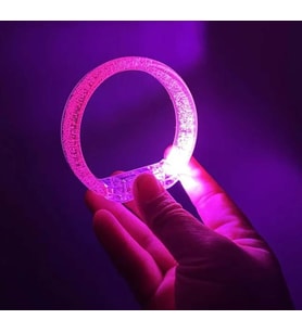 Pembe Led Işıklı Baskı Yapılabilen Pilli Bileklik Bilezik 1,5 cm Genişlik