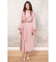 Francesca Gül Kurusu Uzun Saten Biye Detaylı Sabahlık / Kimono