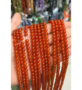 Karnelyan Akik Taşı Küre Kesim Parlak 6mm Doğal Taş Dizi [AB+]