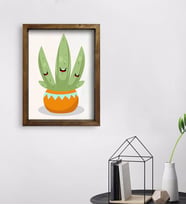 BK Gift Kaktüs Tasarımlı Doğal Masif Ahşap Çerçeveli Tablo 45x65cm-15