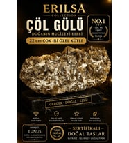 Sertifikalı Çöl Gülü Taşı Kütle - 22 cm Çok İri Koleksiyonluk Doğal Jips Kütle Özel Parça (Çok Renkli)