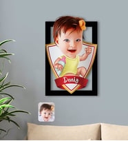 BK Gift Kişiye Özel İsimli Bebek Karikatürlü 3D Ahşap Tablo-1