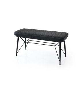 Bench Puf Metal Retro Ayaklı Siyah Deri